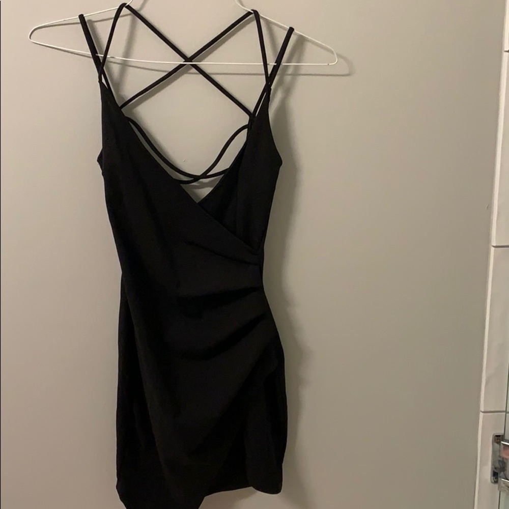 Strappy black mini dress